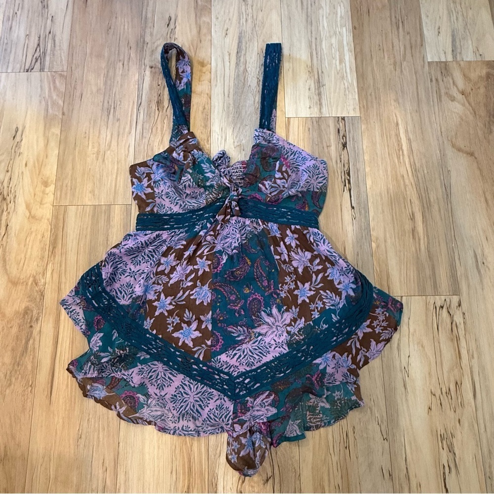 NWOT Free People Bali-Oletta Romper In Lupine Combo Size Large - Picture 9 of 14